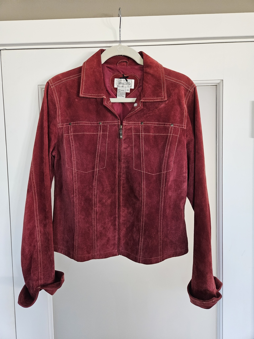 Vintage LIVE A LITTLE Cranberry Suede Jacket